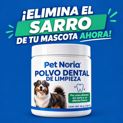 ¿Tu perro tiene sarro o mal aliento? - Pet Noria ayuda a eliminar el sarro en sus dientes con solo una porción al día.