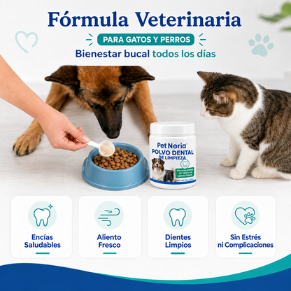 ¿Tu perro tiene sarro o mal aliento? - Pet Noria ayuda a eliminar el sarro en sus dientes con solo una porción al día.